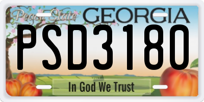GA license plate PSD3180