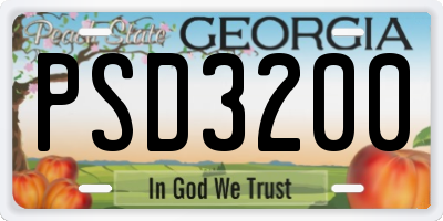 GA license plate PSD3200