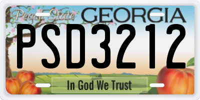 GA license plate PSD3212