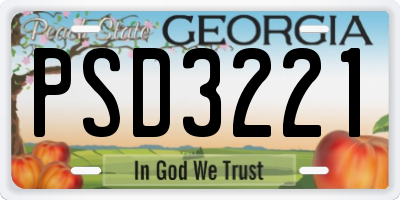 GA license plate PSD3221