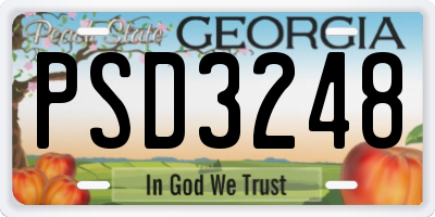 GA license plate PSD3248