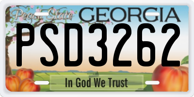 GA license plate PSD3262