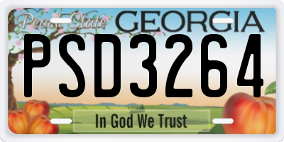 GA license plate PSD3264