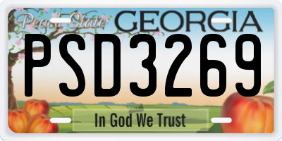 GA license plate PSD3269