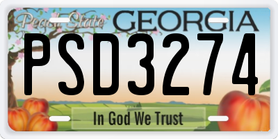 GA license plate PSD3274