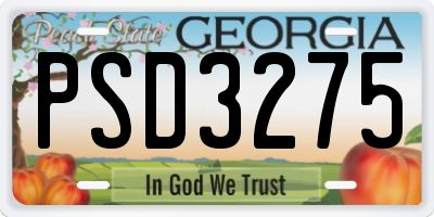 GA license plate PSD3275