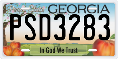 GA license plate PSD3283