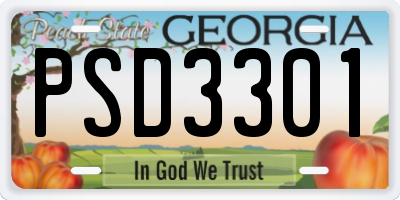 GA license plate PSD3301