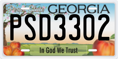 GA license plate PSD3302
