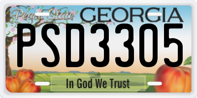 GA license plate PSD3305