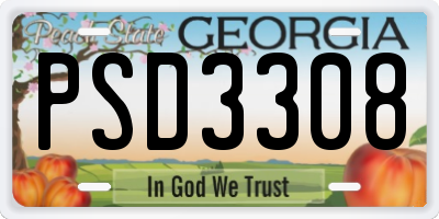 GA license plate PSD3308