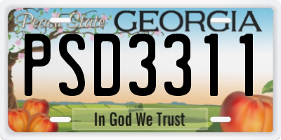 GA license plate PSD3311