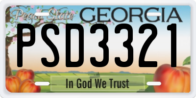 GA license plate PSD3321