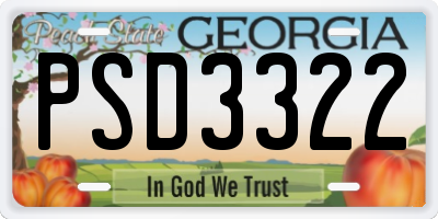 GA license plate PSD3322