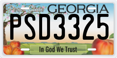 GA license plate PSD3325
