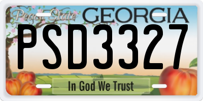 GA license plate PSD3327