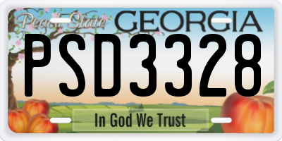 GA license plate PSD3328