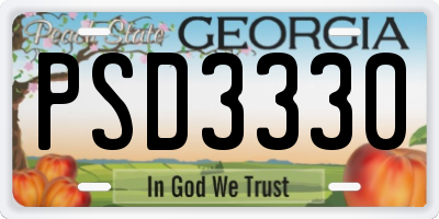 GA license plate PSD3330