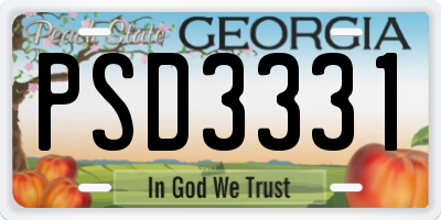 GA license plate PSD3331