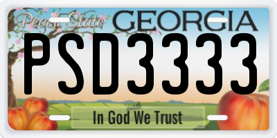 GA license plate PSD3333