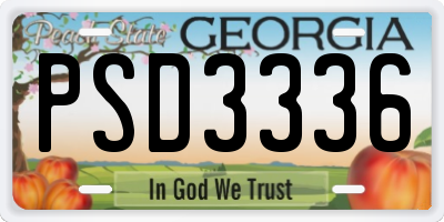 GA license plate PSD3336