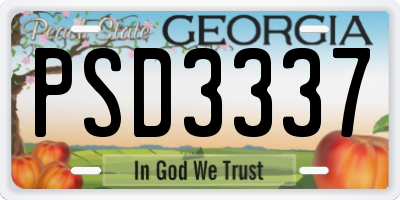 GA license plate PSD3337