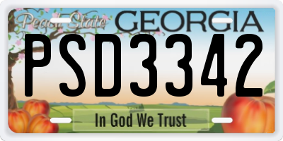 GA license plate PSD3342