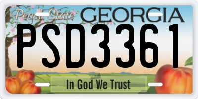 GA license plate PSD3361