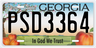 GA license plate PSD3364