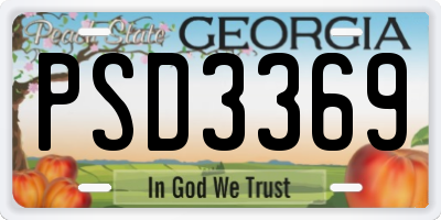GA license plate PSD3369