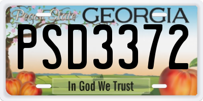 GA license plate PSD3372