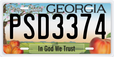 GA license plate PSD3374