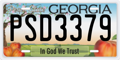 GA license plate PSD3379