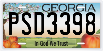 GA license plate PSD3398