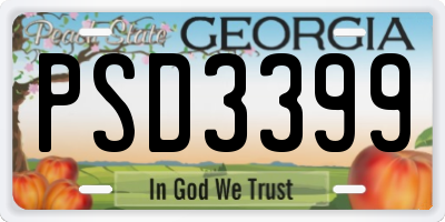 GA license plate PSD3399
