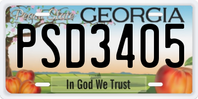 GA license plate PSD3405