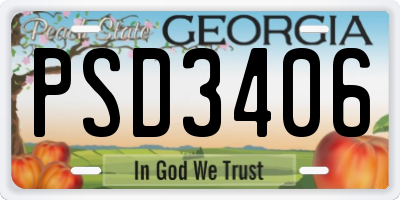GA license plate PSD3406