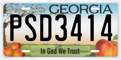 GA license plate PSD3414