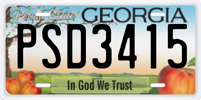 GA license plate PSD3415