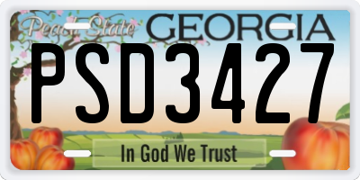 GA license plate PSD3427