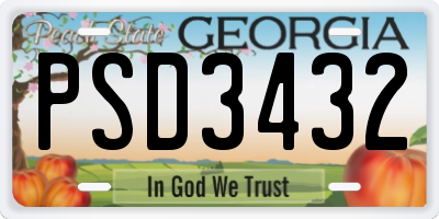 GA license plate PSD3432