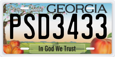 GA license plate PSD3433