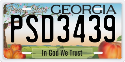 GA license plate PSD3439