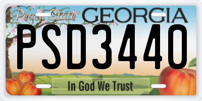 GA license plate PSD3440