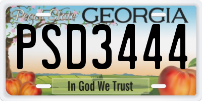 GA license plate PSD3444