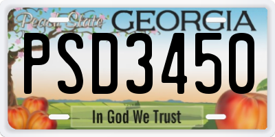 GA license plate PSD3450