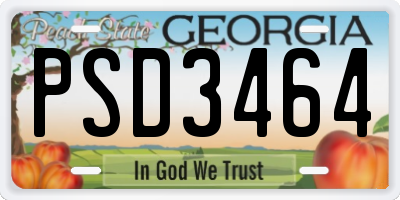 GA license plate PSD3464