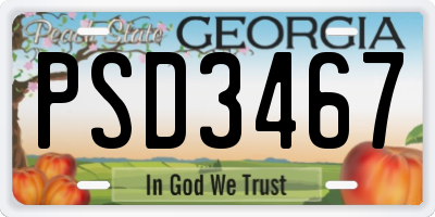 GA license plate PSD3467