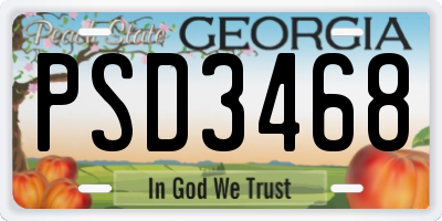GA license plate PSD3468