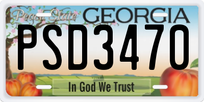 GA license plate PSD3470